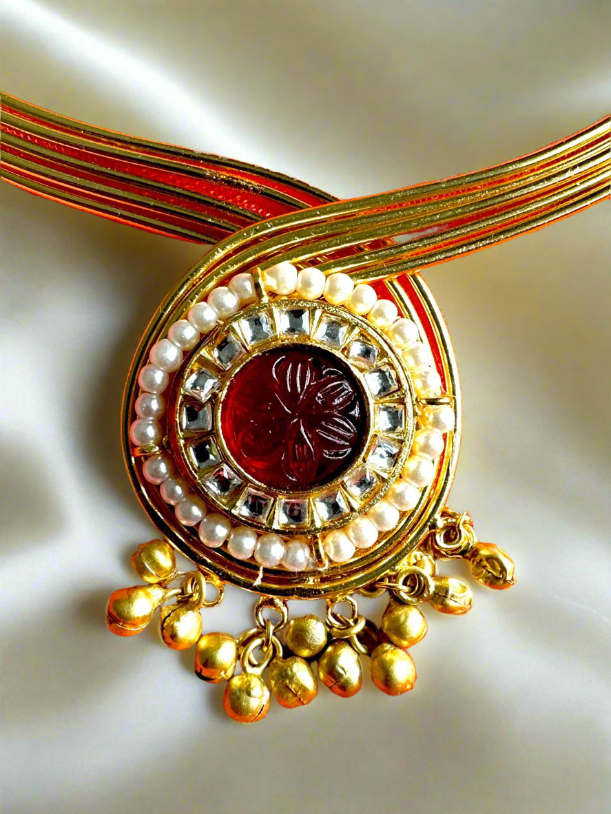 Premium Gold-Toned Kundan Hasli Necklace