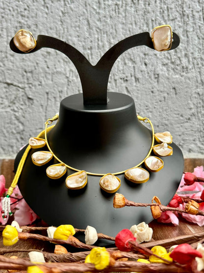 Stunning Gold Plated Baroque Pearl Hasli Necklace Set